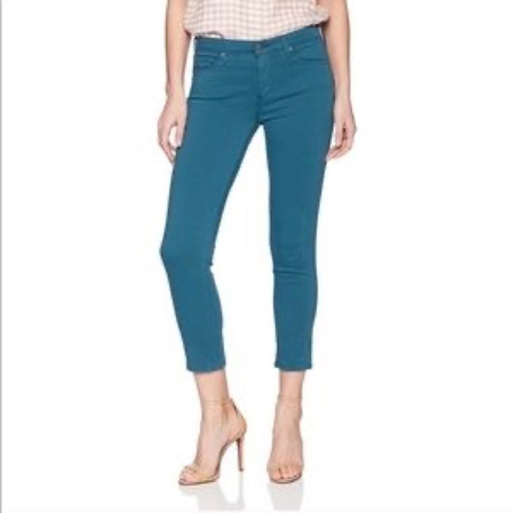 ADRIANO Goldschmied AG Prima Crop Atlanta Blue Teal skinny cropped jean pants